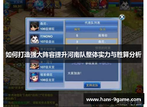 如何打造强大阵容提升河南队整体实力与胜算分析 如何打造强大阵容提升河南队整体实力与胜算分析